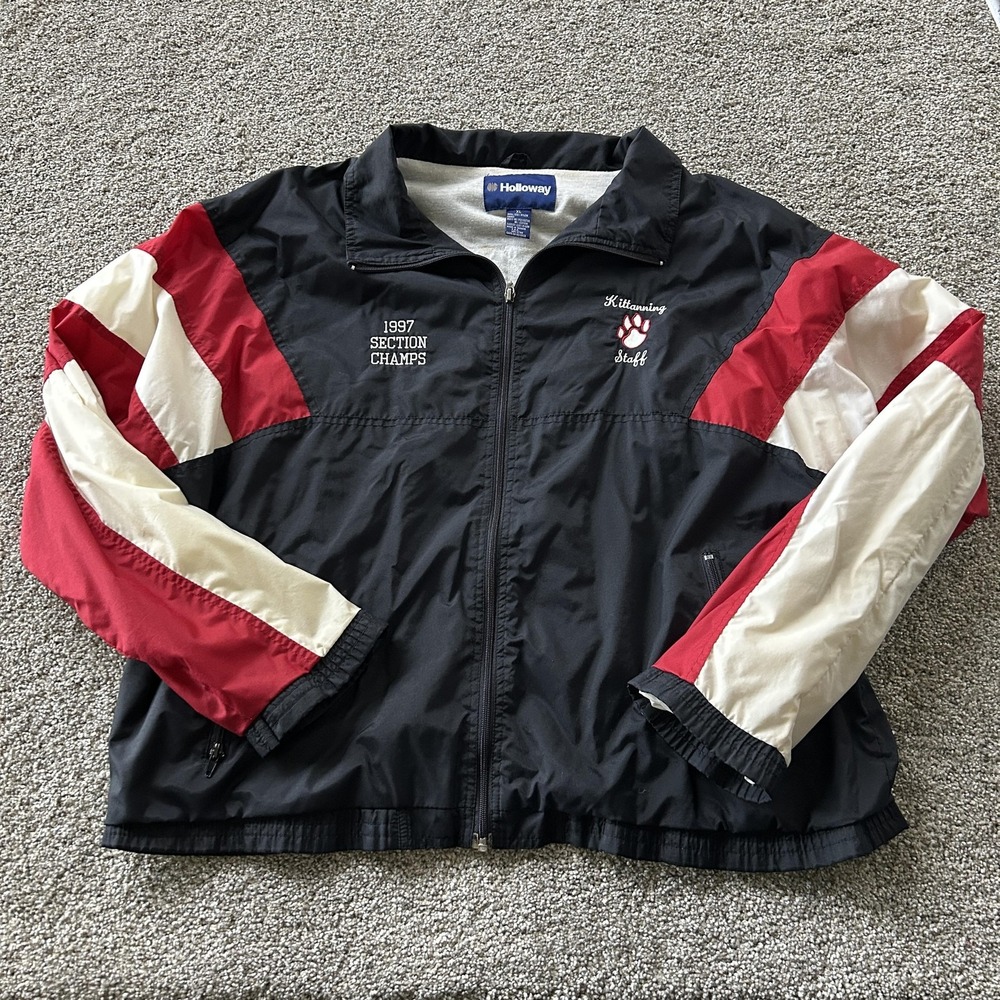 Vintage Ladycats Softball Jacket Womens XL Black Red Baseball Holloway 1997